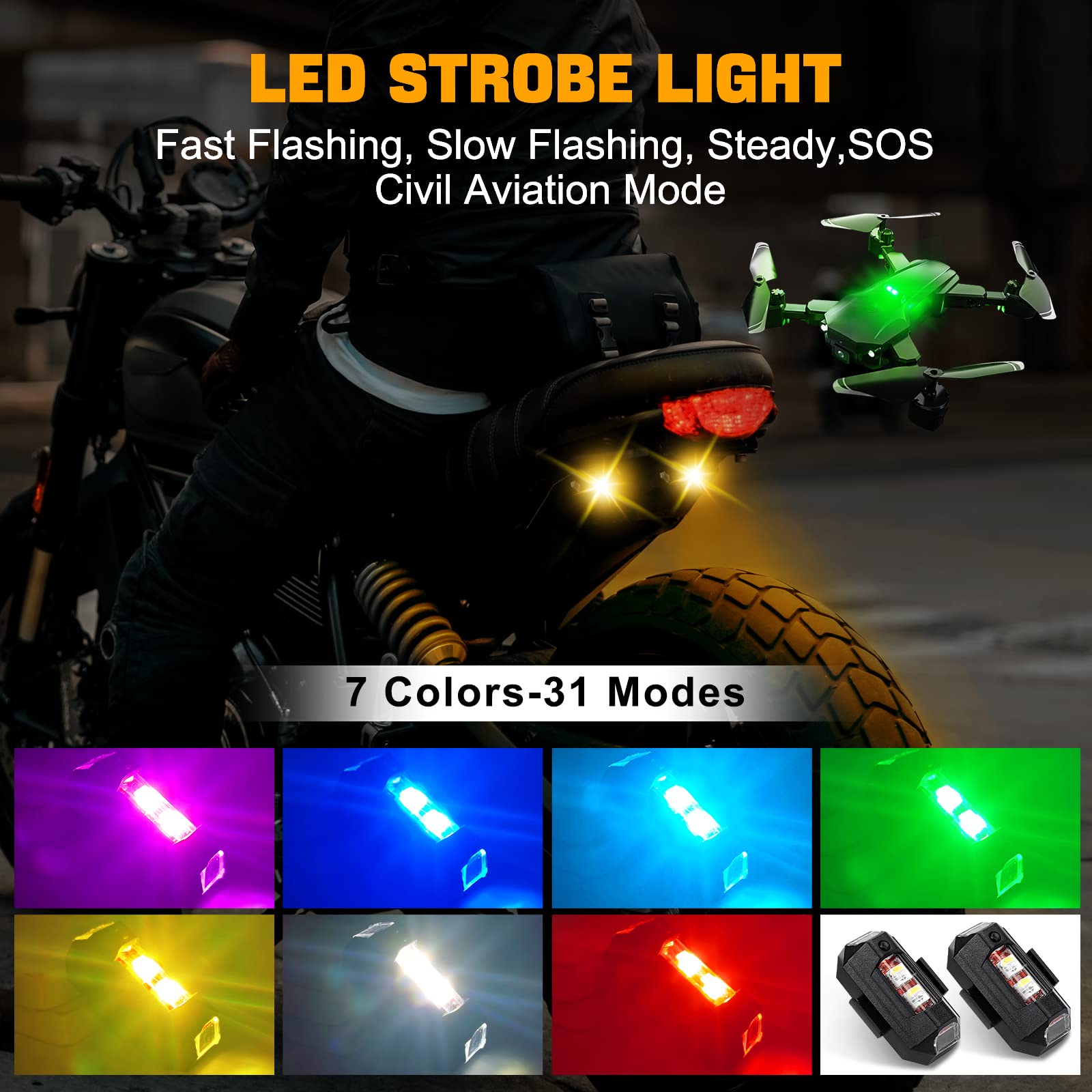 Drone Strobe Light - أضواء دراجة نارية الطائرة بدون طيار