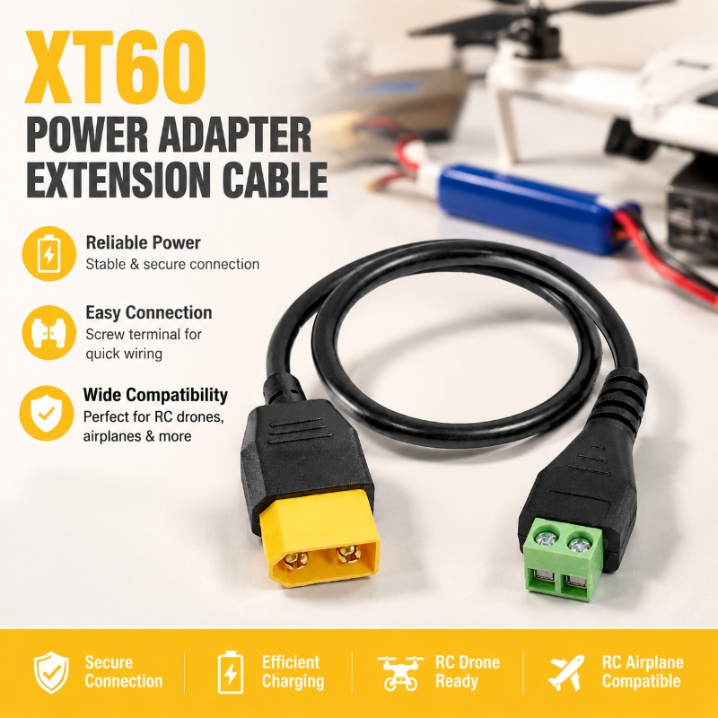 Drone Battery Charger - موصل XT60 ذكر وأنثى إلى كابل
