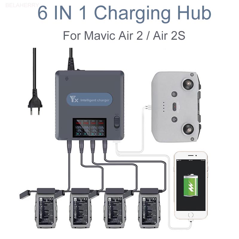 6 في 1 شاشة ديجيتال شاحن بطاري - مراجعة Drone Charging Hub وسعره
